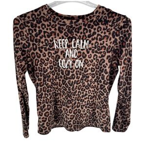 Women's Cuddle Duds Leopard Print Long Sleeve Top Sz Medium